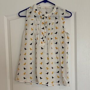 Fun 2 Fun White and Black Bird Print Blouse